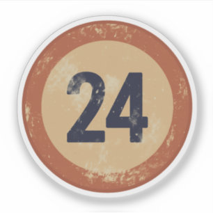 Adesivo Número 24 Vintage Desgastado