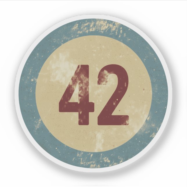 Adesivo Número 42 Vintage Distressed (Frente)