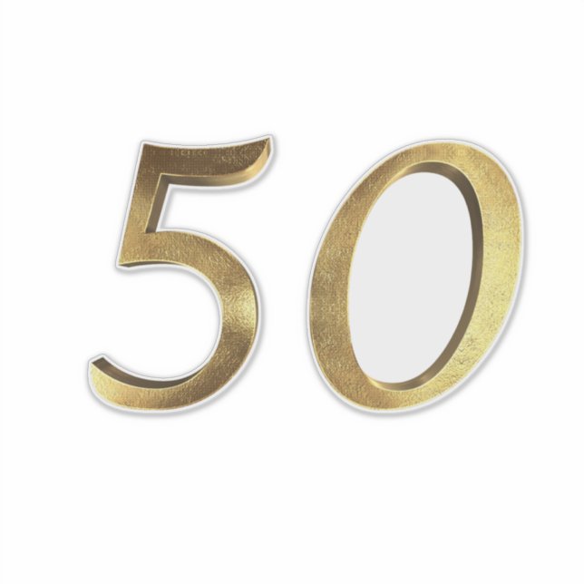 Adesivo Número 50 Faux Dourado 50 anos (Frente)