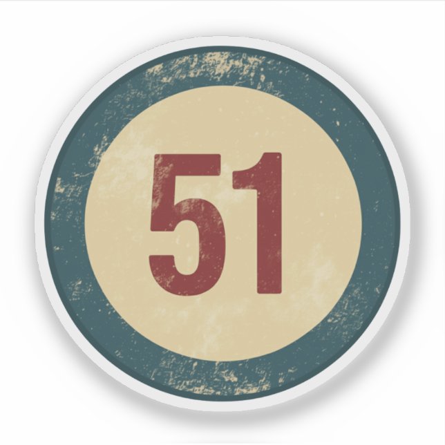 Adesivo Número 51 Vintage Desgastado (Frente)