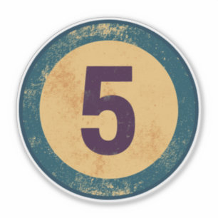 Adesivo Número 5 Vintage Distressed