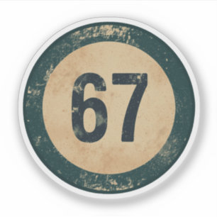 Adesivo Número 67 Vintage Desgastado