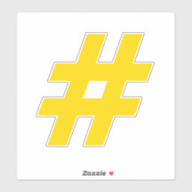 Número de Hashtag Dourado e White Sticker