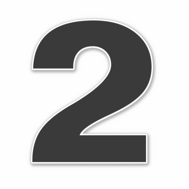 Adesivo Número dois, Stick Preto e Branco (Frente)