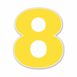 Adesivo Número Oito Vinheta Dourada e branca