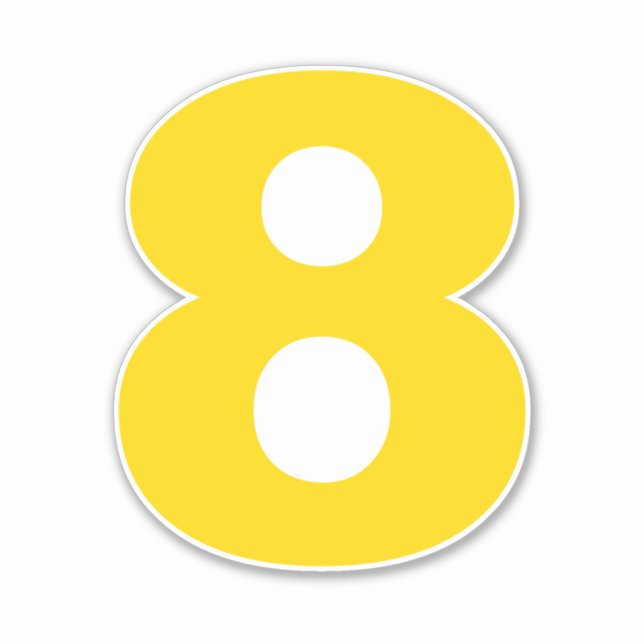 Adesivo Número Oito Vinheta Dourada e branca (Frente)