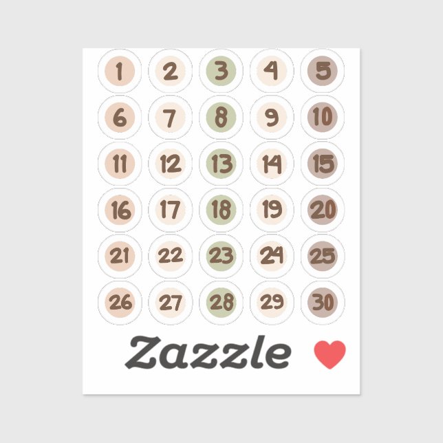 Adesivo Número para planejador de mês (Folha)