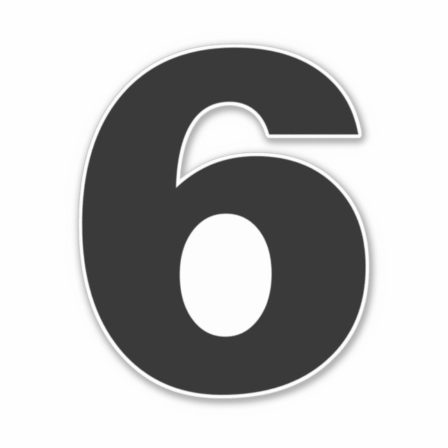 Adesivo Número seis preto e branco. Vinheta Número 6 (Frente)