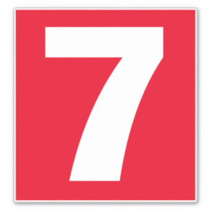 Adesivo Número Sete Vinheta Vermelha e Branca