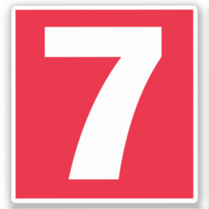 Adesivo Número Sete Vinheta Vermelha e Branca