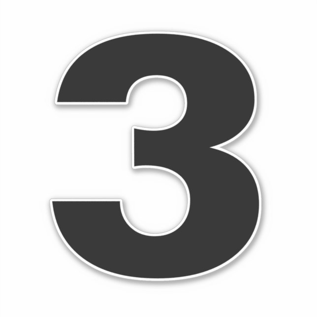 Adesivo Número três, Stick Preto e Branco (Frente)