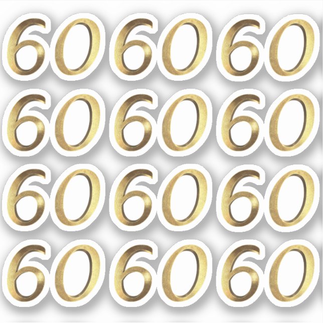 Adesivo Números 60 Faux Dourado 60 anos (Frente)