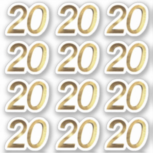 Adesivo Números de 20 Faux Dourado 20 Anniversário
