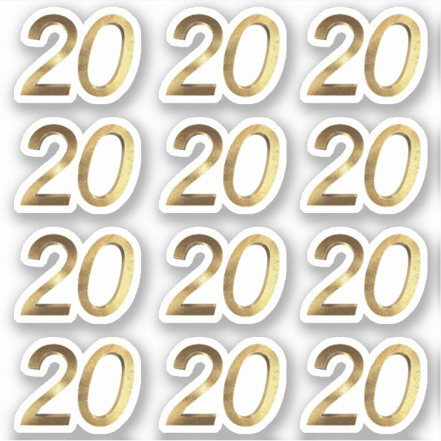 Adesivo Números de 20 Faux Dourado 20 Anniversário (Frente)