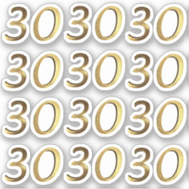 Adesivo Números de 30 Faux Dourado 30 Anniversário