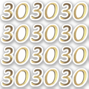 Adesivo Números de 30 Faux Dourado 30 Anniversário