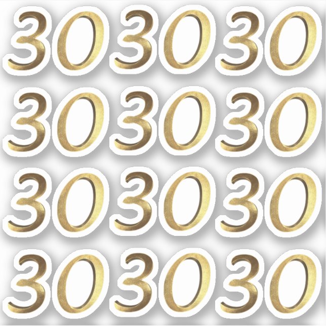 Adesivo Números de 30 Faux Dourado 30 Anniversário (Frente)