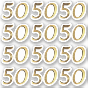 Adesivo Números de 50 Faux Dourado 50 anos