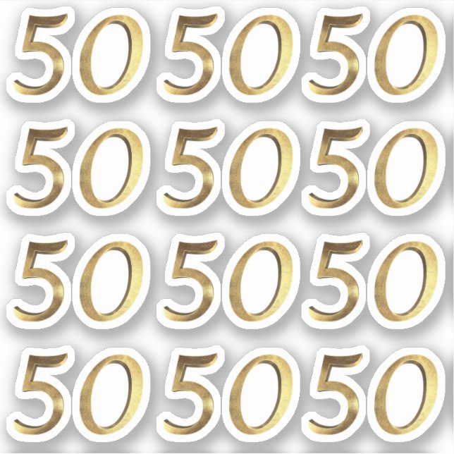 Adesivo Números de 50 Faux Dourado 50 anos (Frente)