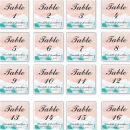 Adesivo Números de Tabela de Casamento de Praia Costeira P