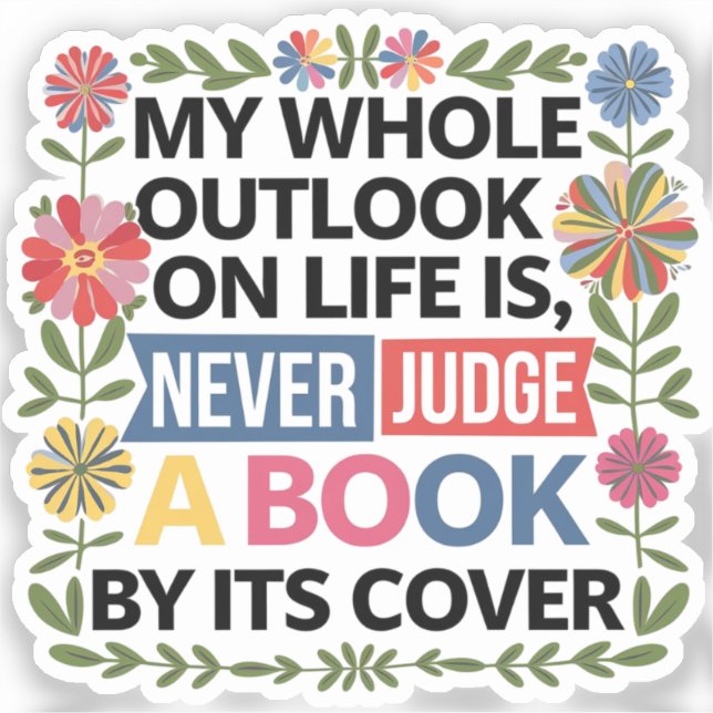 Adesivo Nunca julgue um livro pelo cobrir (Frente)