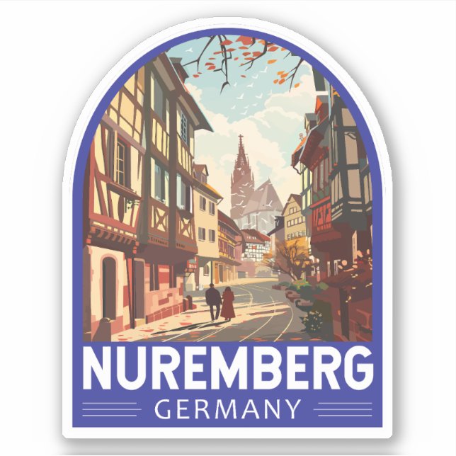 Adesivo Nuremberg Germany Viagem Art Vintage (Frente)