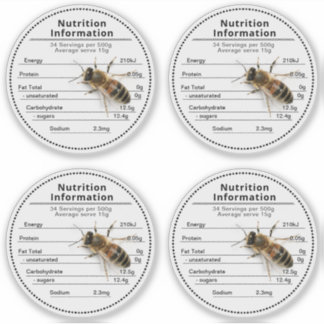Adesivo Nutrição australiana de mel transparente com abelh