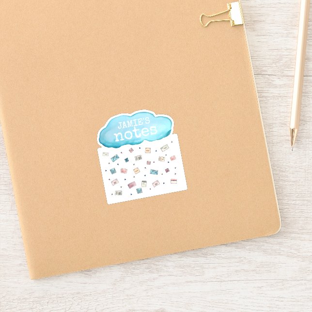 Adesivo Nuvem de Chuva de Notas de Nome Personalizadas (Notebook)