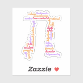 Adesivo Nuvem de Palavras de Matemática Pi Day