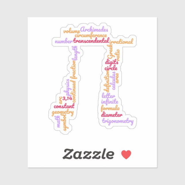 Adesivo Nuvem de Palavras de Matemática Pi Day (Folha)