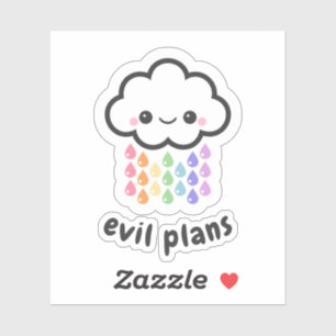 Adesivo Nuvem de Planos de Mau Kawaii