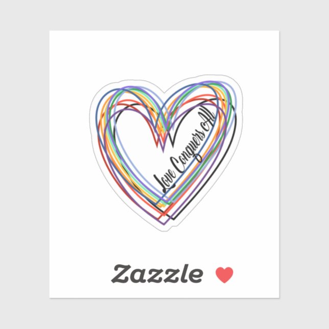 Adesivo "O Amor Conquista Tudo" Colorida Sticker (Folha)