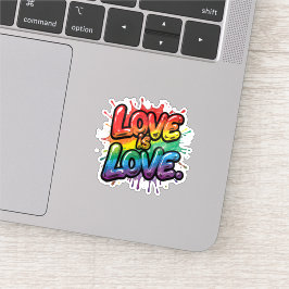 Adesivo O Amor é Amor - Arte de Citação do Orgulho Arco-Ír
