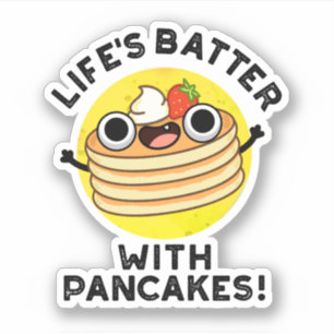 Adesivo O Batedor de Vida com Pancakes, Comida-Pun-Sticker