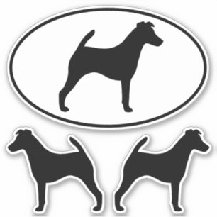 Adesivo O cão liso do Fox Terrier mostra em silhueta