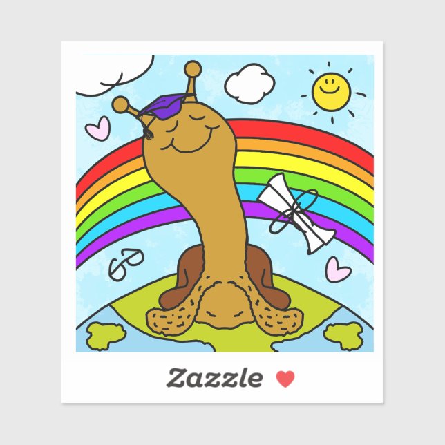 Adesivo O Caracol Bonito ATINGIU-O À Primeira Graduação (Folha)