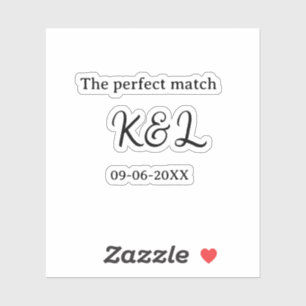 Adesivo O casal perfeito nome letra data azul sim