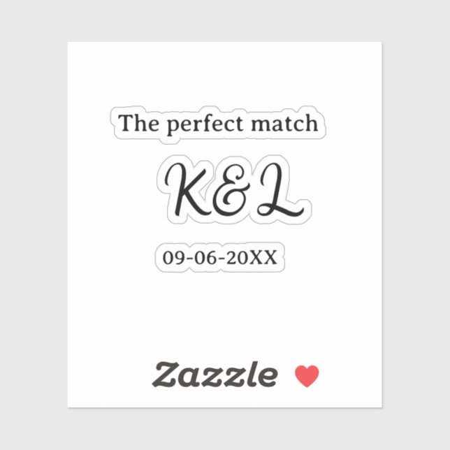 Adesivo O casal perfeito nome letra data azul sim (Folha)