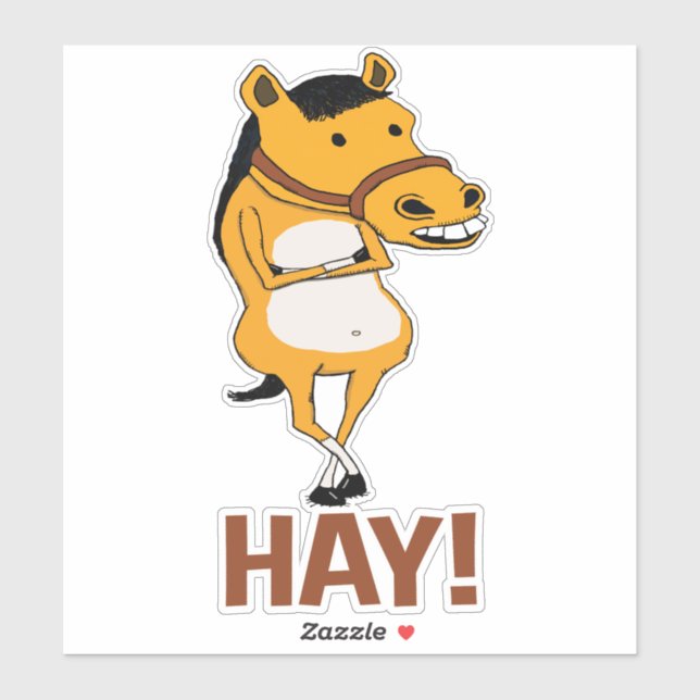Adesivo O Cavalo Engraçado passou para dizer "Hay" (Folha)