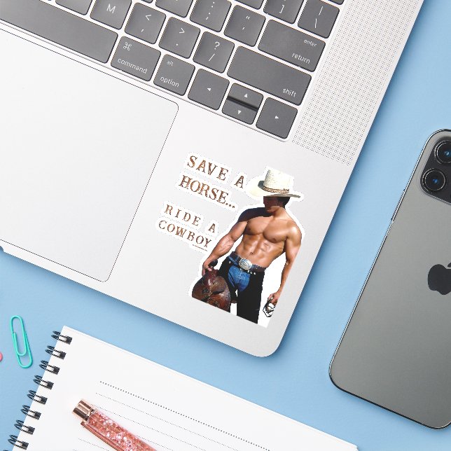 Adesivo O chapéu de vaqueiro de palha do SlipperyJoe deve  (Notebook com iPhone)