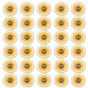 Adesivo O envelope rústico do girassol sela iniciais do