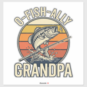 Adesivo O-Fish-Ally Avô Design de Camisa Vintage de Pesca_