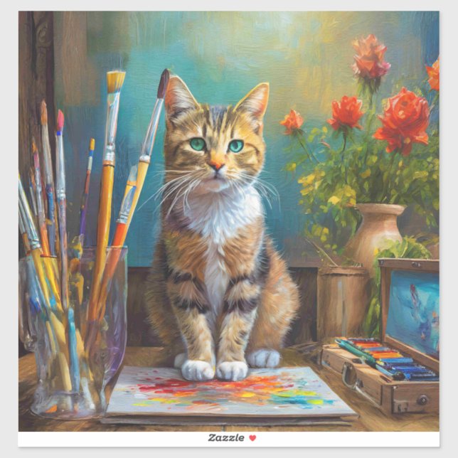 Adesivo O Gato Artístico (Folha)