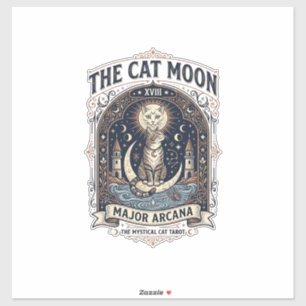 Adesivo O Gato Carta de Tarot do Gato Lua Arcano Maior Vin