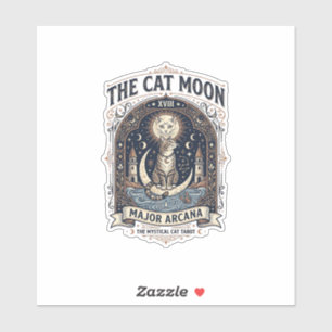 Adesivo O Gato Carta de Tarot do Gato Lua Arcano Maior Vin