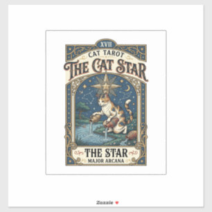 Adesivo O Gato Estrela Carta de Tarot Gato Arcanos Maiores