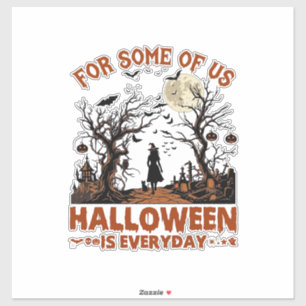 Adesivo O Halloween é Todos os Dias Silhueta de Bruxa Lua 