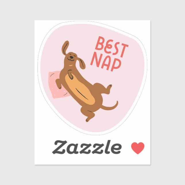 Adesivo O melhor cochilo ilustrado rosa-do-cão (Folha)