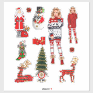 Adesivo O Natal do inverno diz diversão da loira da mulher