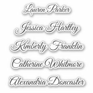 Adesivo O nome do script caprículo elegante elegante perte